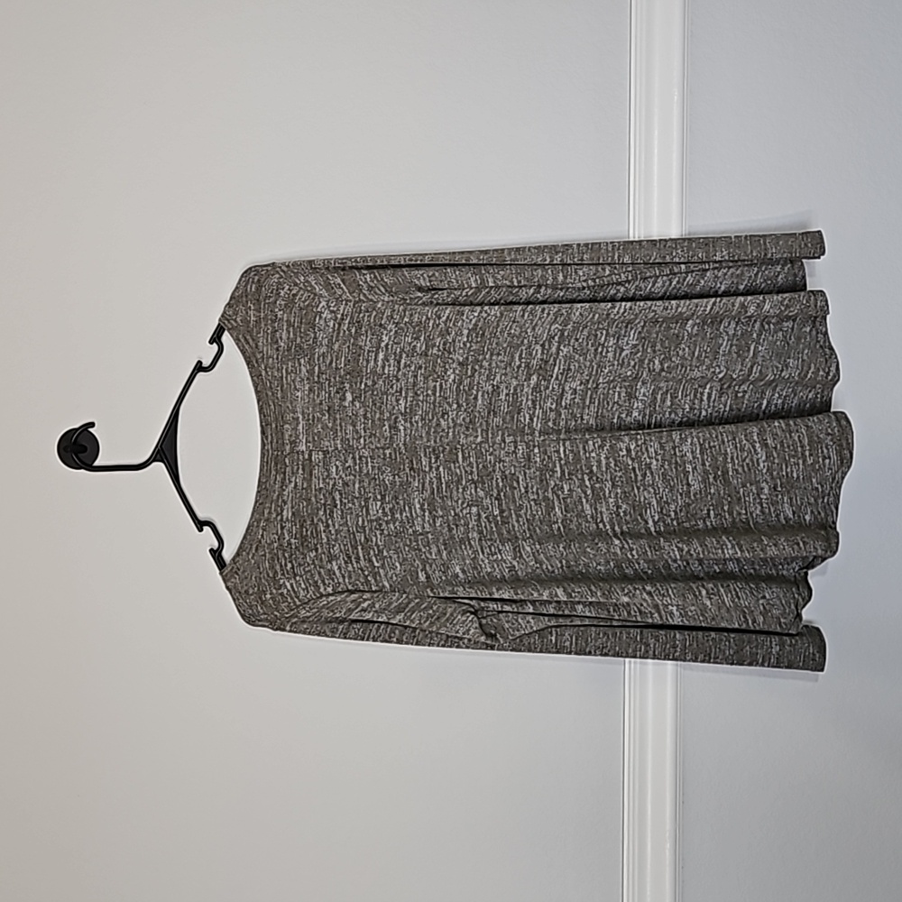 Aerie Long Sleeve Tight Knit Flowy V-neck Top Heather Green XS - Picture 6 of 13